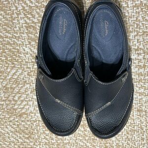Clarks Dark Leather Slip-On Shoes